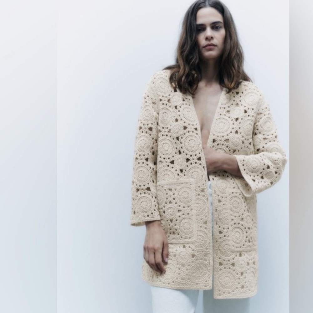 ZARA MACRAME KNIT COAT
